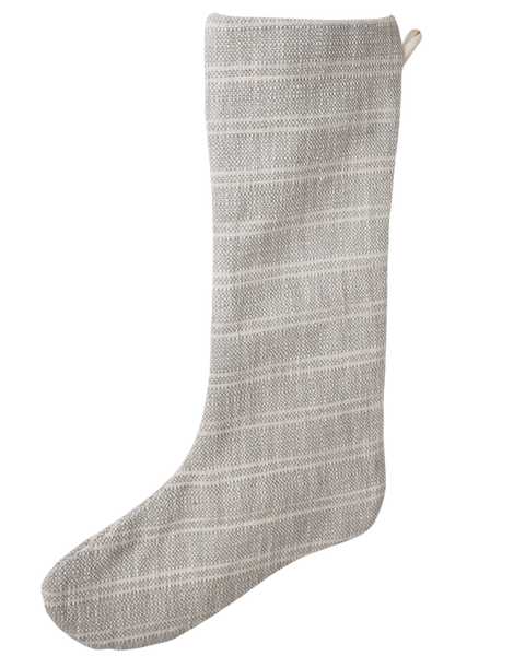 Textured Stripe Gray | Small Minimal Christmas Stocking