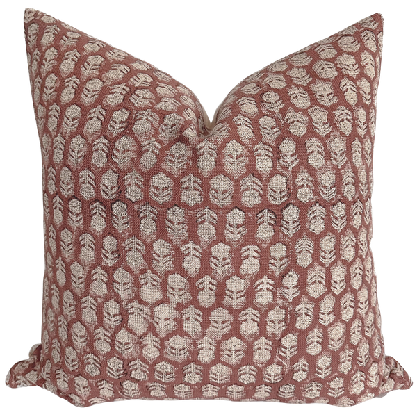 Wabi Light Red Block Print Pillow Cover
