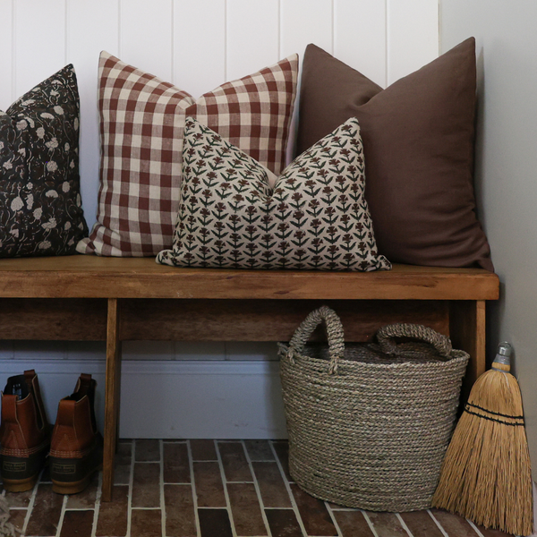 Warm Checkered Block Print Pillow Cover