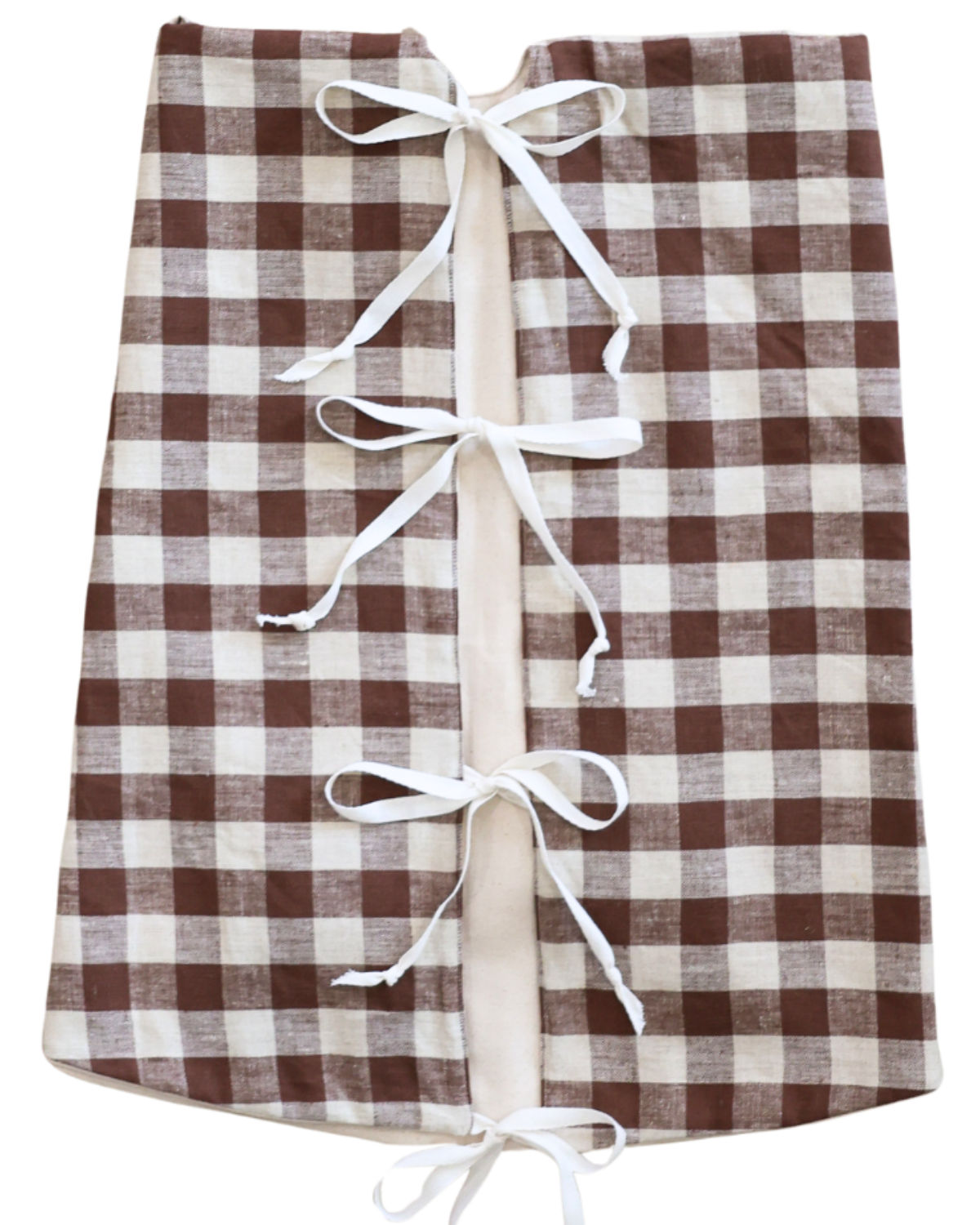 Warm Check Linen Christmas Tree Skirt