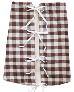 Warm Check Linen Christmas Tree Skirt