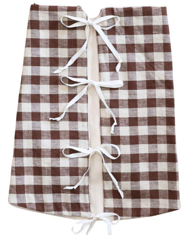 Warm Check Linen Christmas Tree Skirt