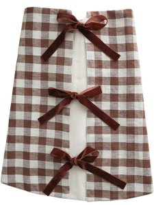 Warm Check Linen Christmas Tree Skirt