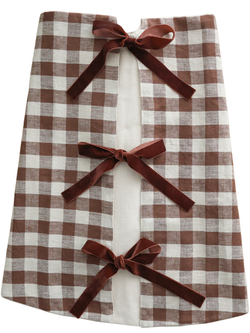 Warm Check Linen Christmas Tree Skirt