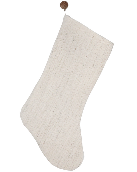 White Vintage Linen | Boho Christmas Stocking