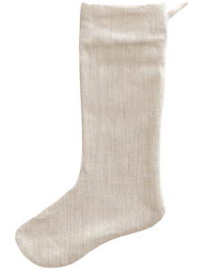 White Vintage Linen | Small Minimal Christmas Stocking