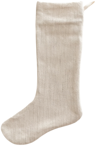 White Vintage Linen Christmas Stocking