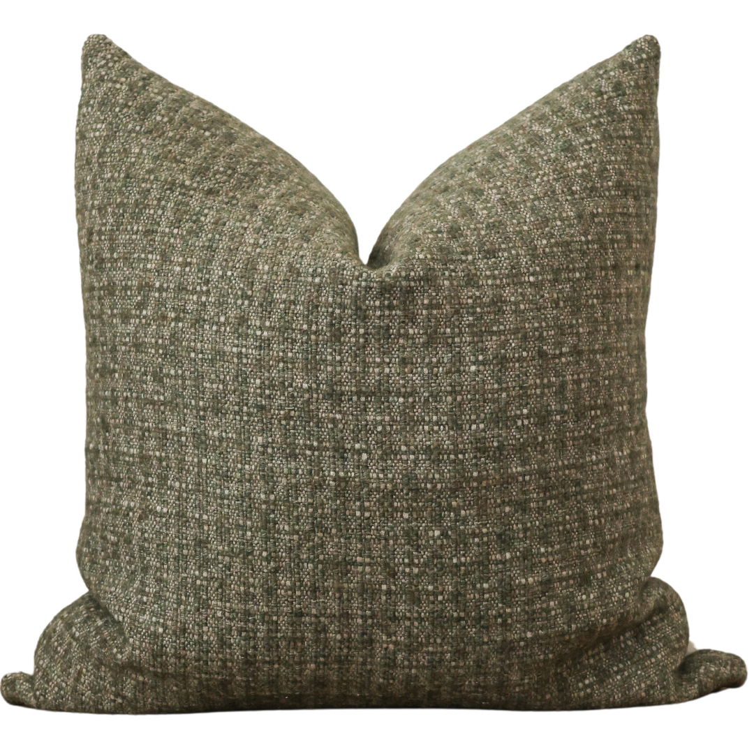 Woven Wool Green Pillow Cover