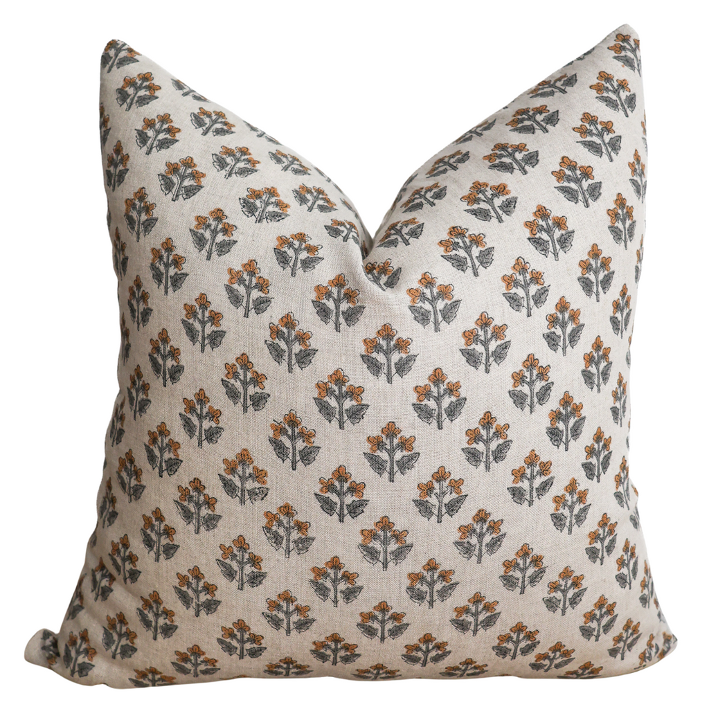 zinnia-orange-floral-block-print-pillow-cover