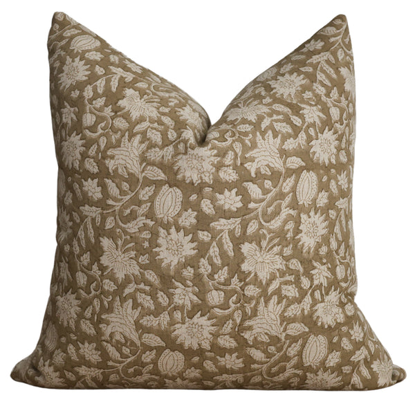 Fall Brown Block Print Pillow Cover