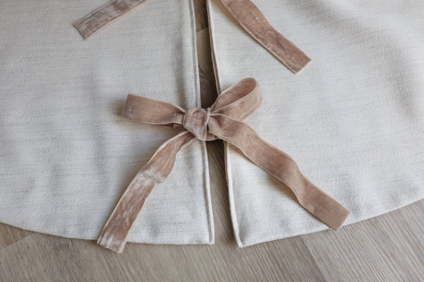 White Vintage Linen Christmas Tree Skirt