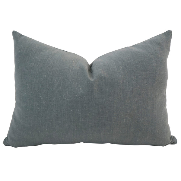 Hackner Home Blue Drift lumbar pillow cover in soft blue linen, featuring a relaxed texture and clean, minimalist design perfect for modern home décor.