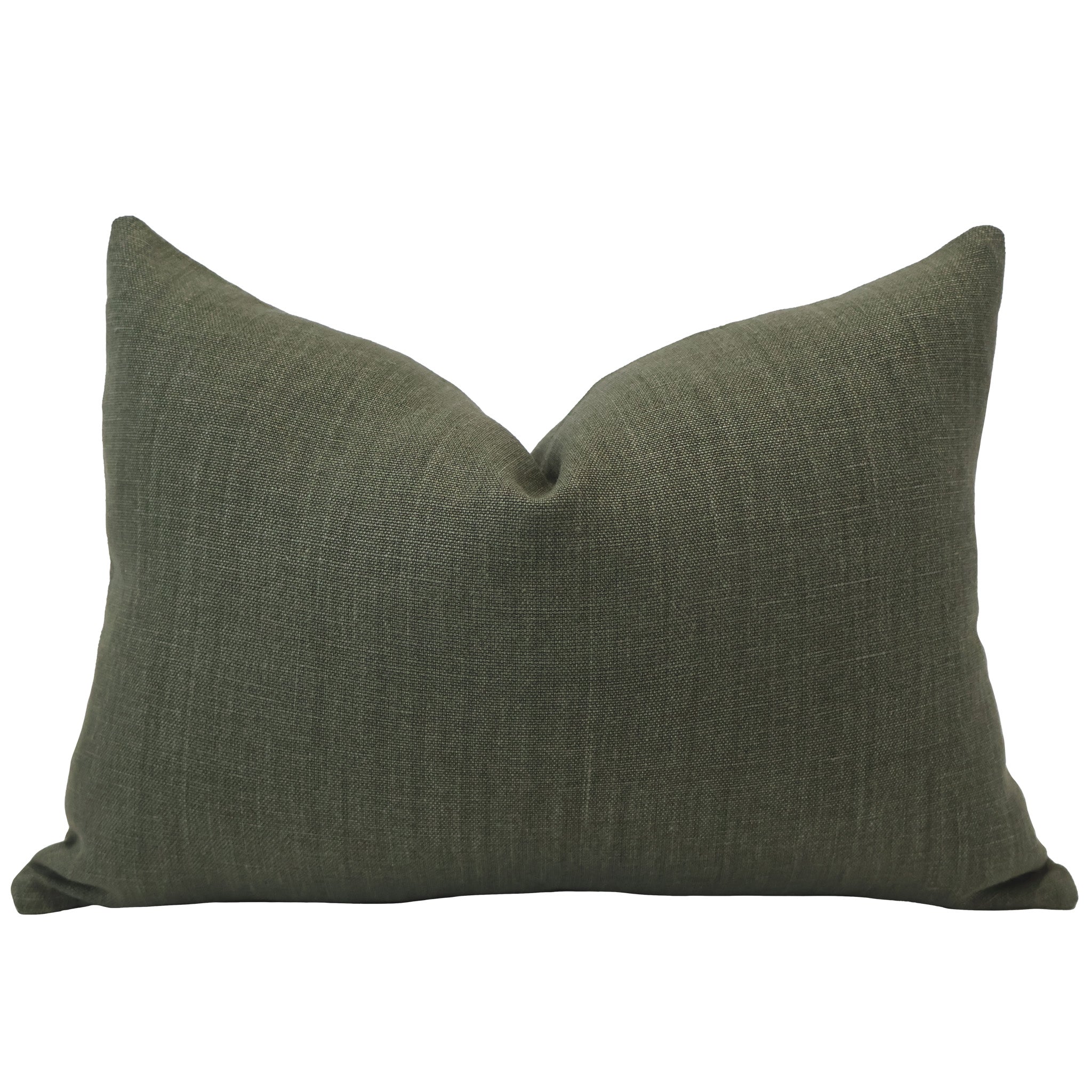 Hackner Home Forest Estate linen lumbar pillow cover in deep forest green, featuring a soft textured weave and elegant minimalist design.