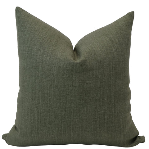 Hackner Home Forest Estate linen pillow cover in deep forest green, made from 100% linen with a soft, textured finish for an elegant, timeless look.