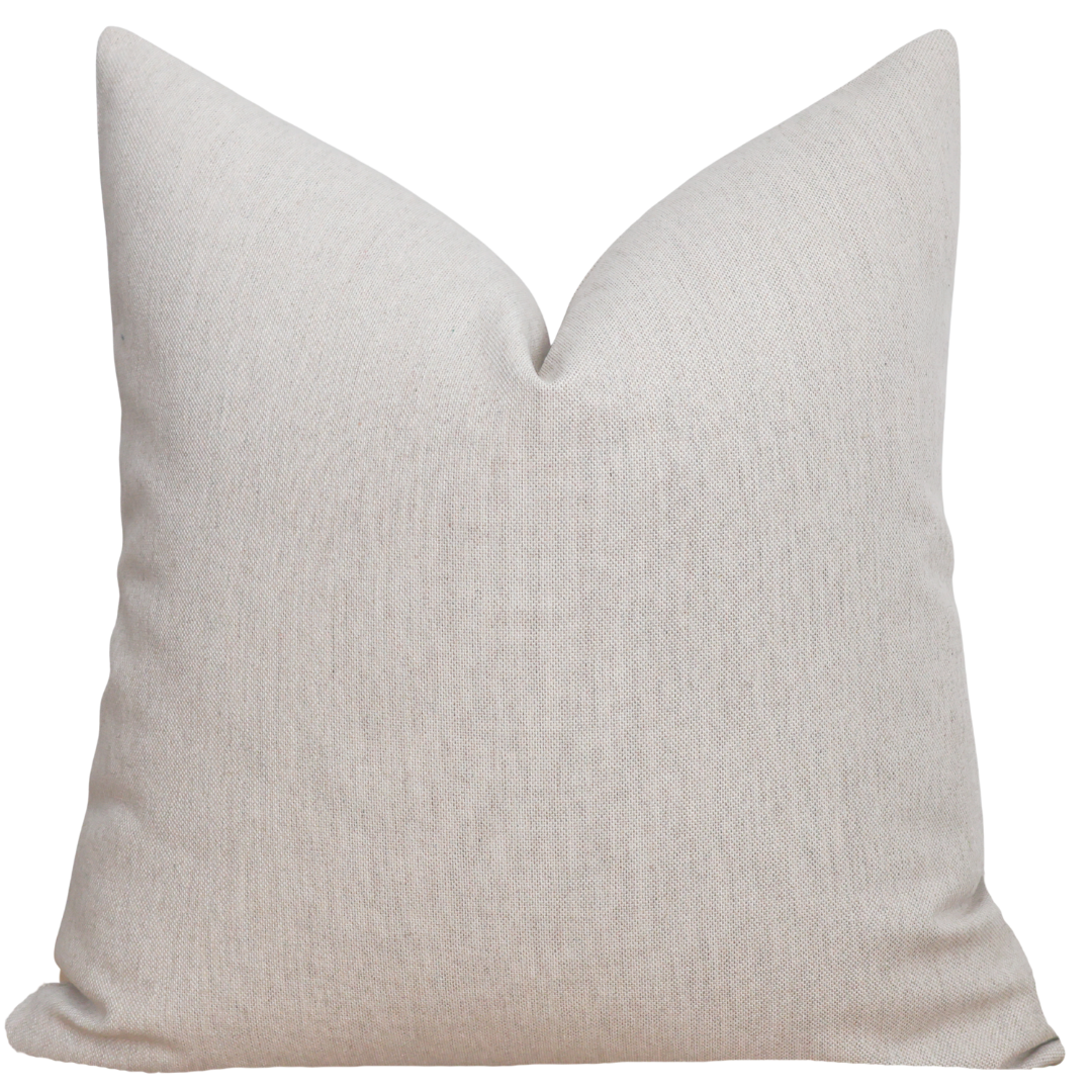 Hackner Home oyster beige solid indoor outdoor pillow cover.