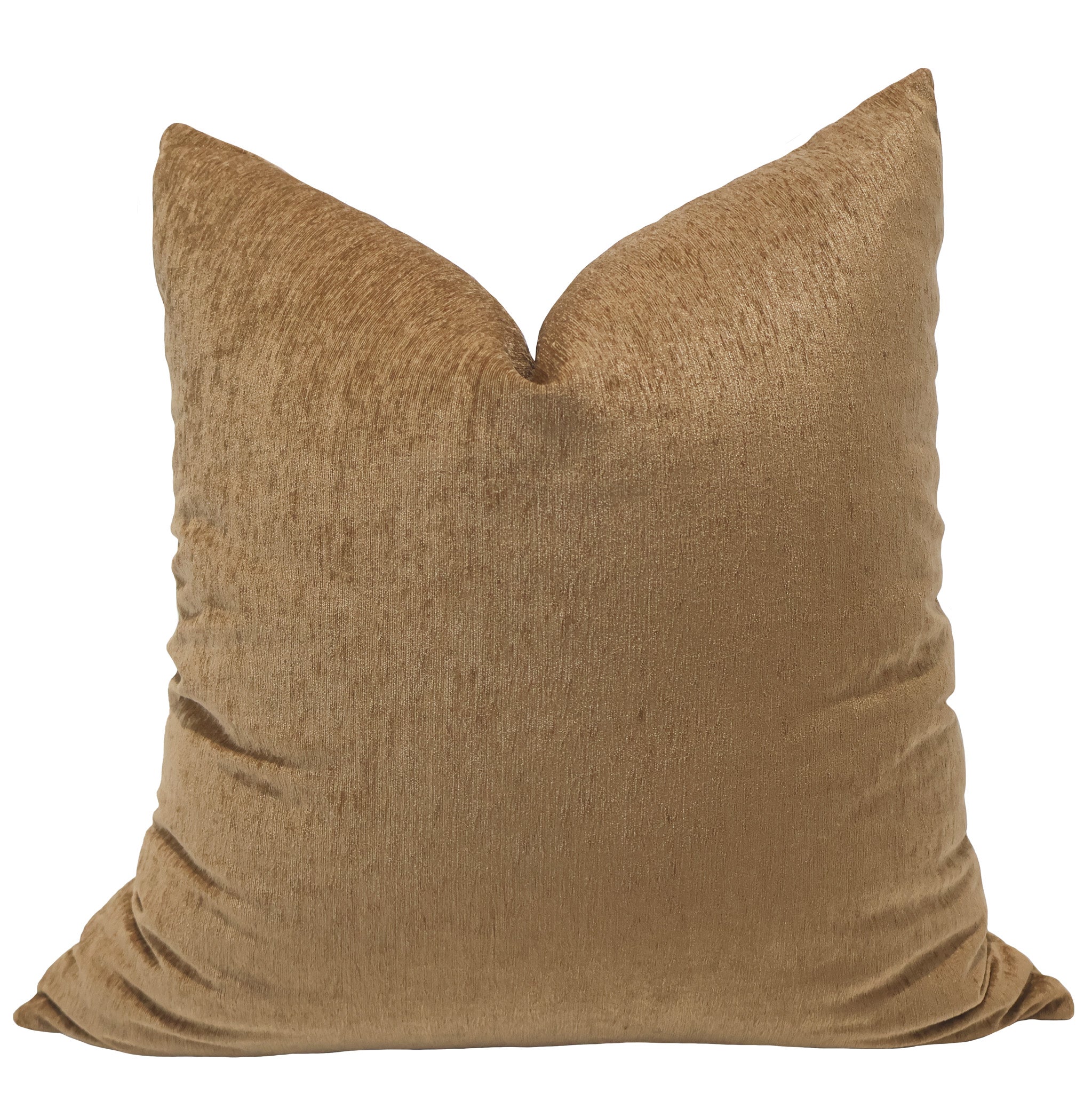 Hackner Home Patina Café velvet pillow cover in warm golden brown — soft textured decorative cushion for modern interiors.