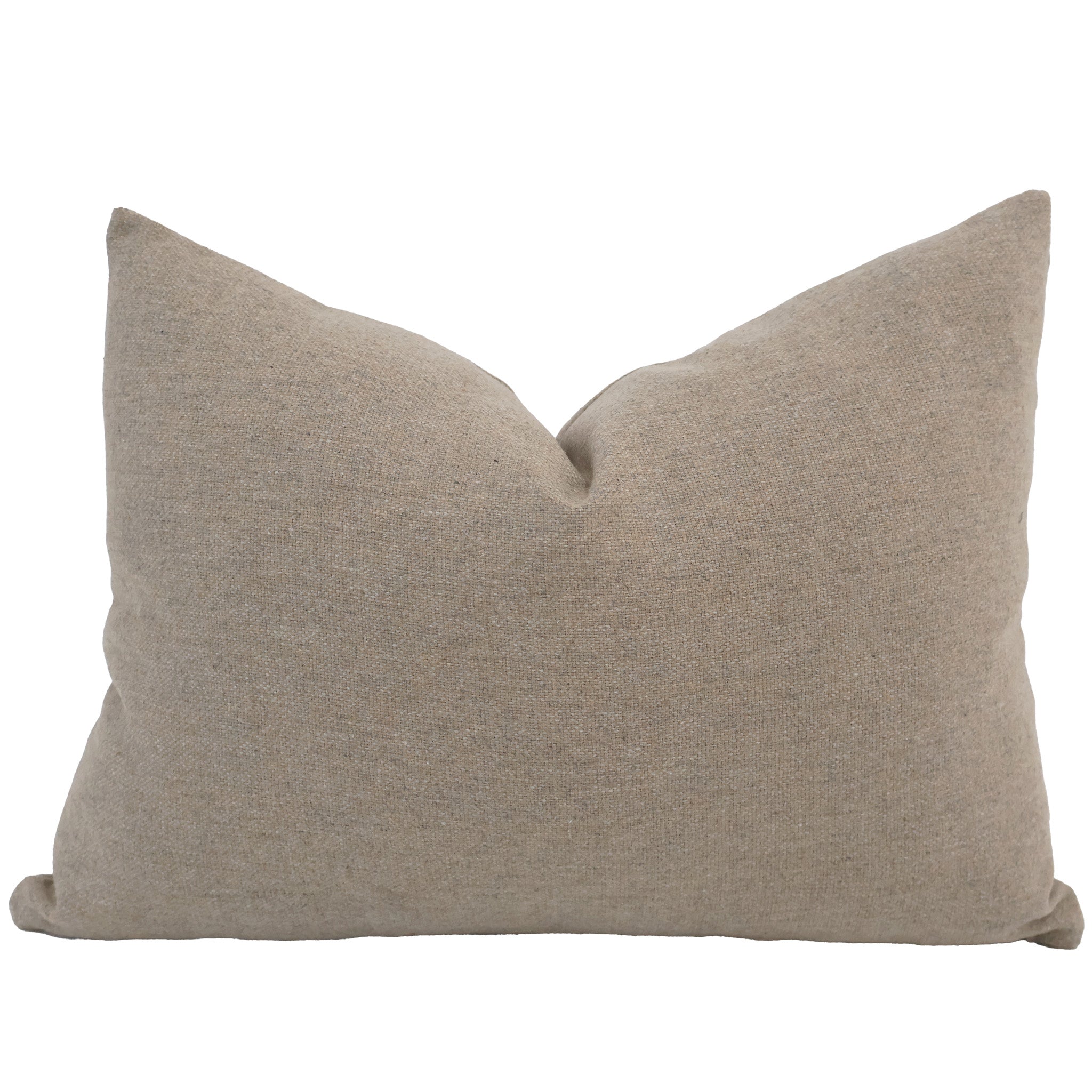 Hackner Home Simply Neutral Wool lumbar pillow cover in beige, featuring soft textured wool fabric and a minimalist modern design.