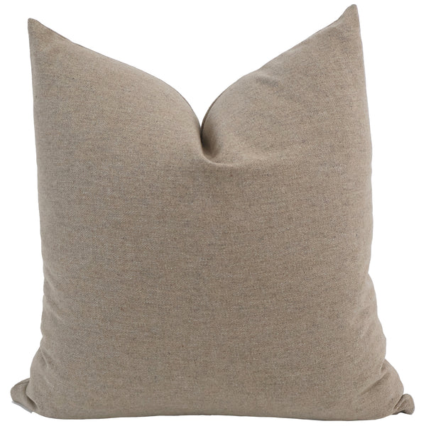 Hackner Home Simply Neutral Wool pillow cover in soft beige, showcasing minimalist design and cozy textured wool fabric.