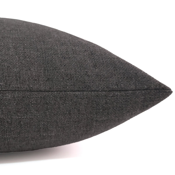 Hackner Home Slate Serenity Pillow Cover featuring a deep charcoal gray woven fabric with a soft, textured finish, offering a modern and minimal look for layered neutral styling.