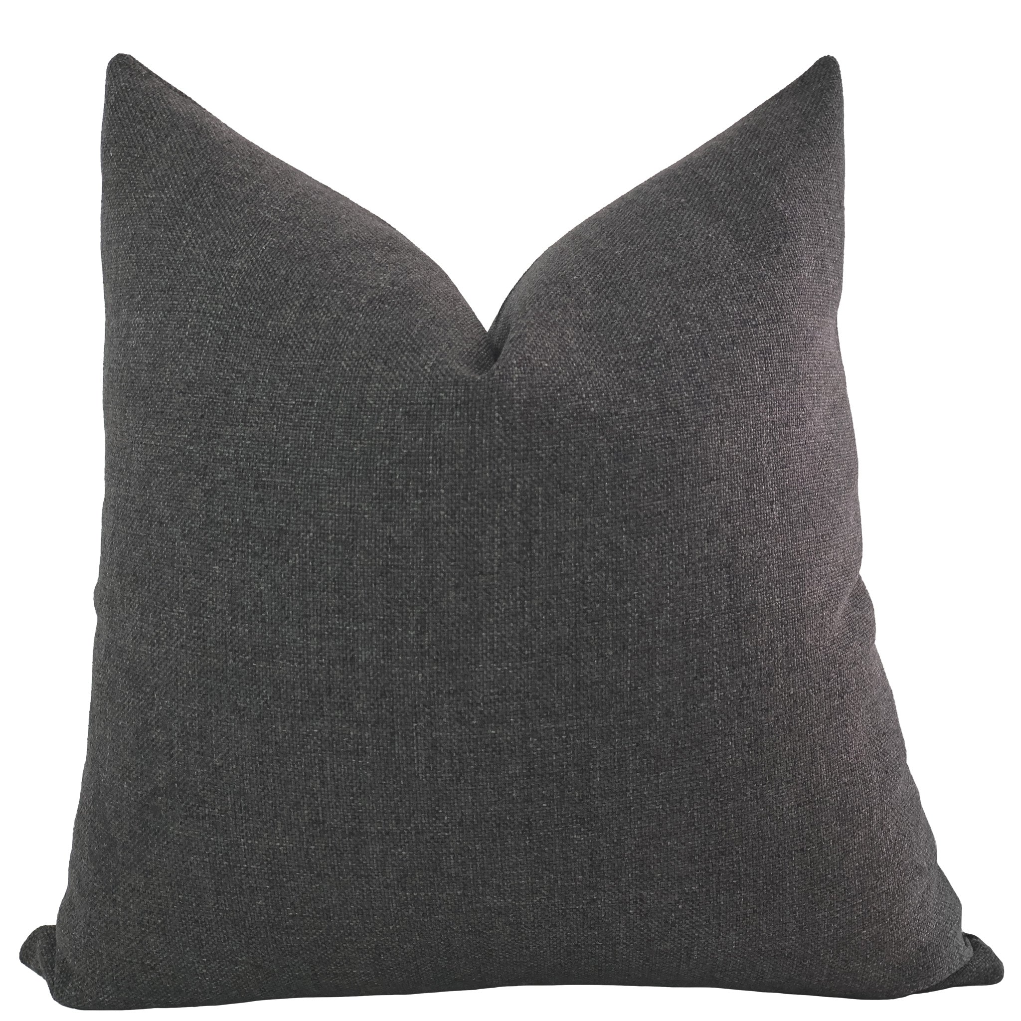 Hackner Home Slate Serenity Pillow Cover featuring a deep charcoal gray woven fabric with a soft, textured finish, offering a modern and minimal look for layered neutral styling.