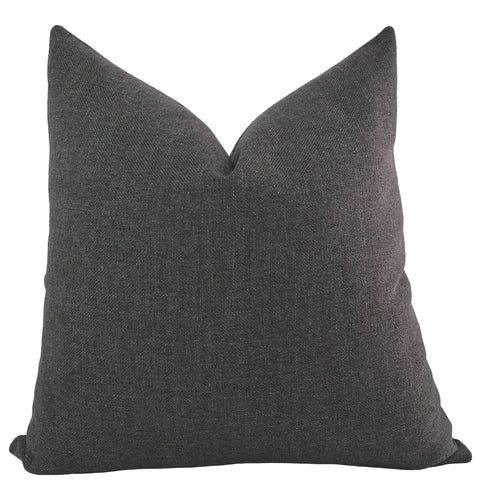 Hackner Home Slate Serenity Pillow Cover featuring a deep charcoal gray woven fabric with a soft, textured finish, offering a modern and minimal look for layered neutral styling.