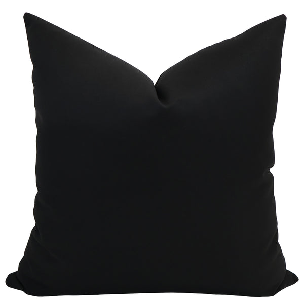 Hackner Home solid black outdoor pillow cover made from durable, weather-resistant fabric for modern patio and garden décor.