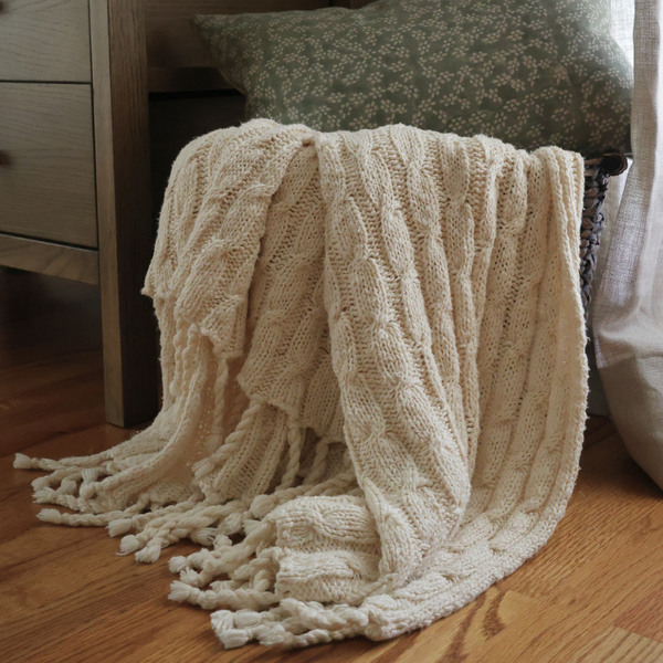 Cream knitted throw hotsell