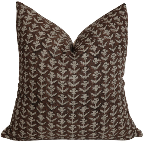 Coffee Bean Block Print Pillow Cover