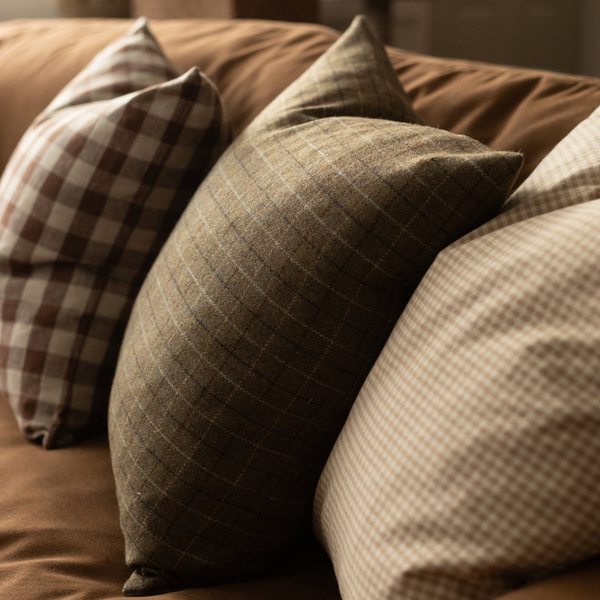 Deeply Green Wool Plaid Pillow Cover