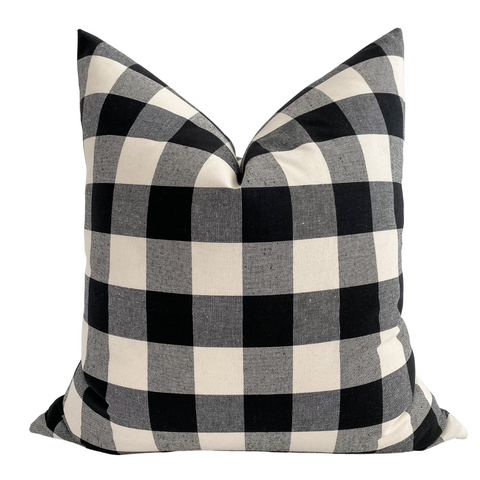 Buffalo Plaid Pillow Cover, Plaid Pillow Cover, Black & White Pillow, Plaid Pillow in black, Black Plaid Pillow, Hackner Home and American Farmhouse Magazine, Farmhouse Pillow in Black, Black Farmhouse Pillow, Cream Farmhouse Pillow, Christmas Plaid Pillow, Christmas Pillow Cover, Christmas Pillow, Holiday Pillow, Plaid Christmas Pillow, Designer Pillow Covers, High End Pillow Covers, Handmade Pillows, Made in USA Pillows