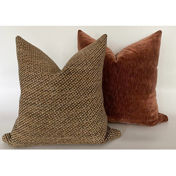 Deep Weave Brown Pillow Cover