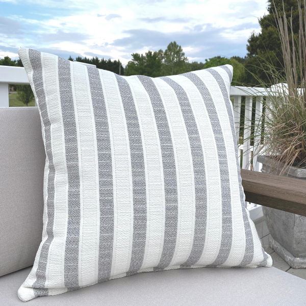 Outdoor Striped Pillow Cover, Outdoor pillow cover, Gray Stripe Outdoor Pillow, Outdoor Toss Pillows, Gray Stripe Outdoor Pillow