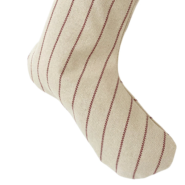 Berry Ticking Stripe Christmas Stocking (ON THE SHELF)