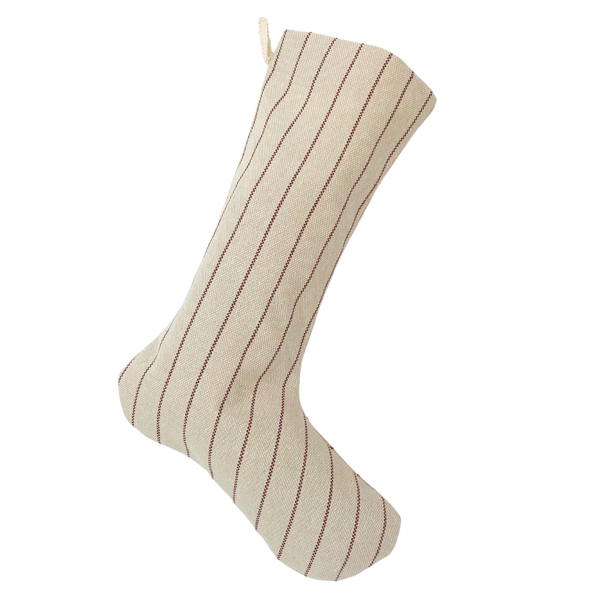 Berry Ticking Stripe Christmas Stocking (ON THE SHELF)