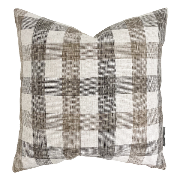 Brown Plaid Pillow Cover, Brown Pillow Cover, Plaid Pillow Cover, Fall Pillow Cover, Fall Plaid Pillow Cover, Large Check Pillow, Fall Pillows, Hackner Home, Decorative Pillow Covers, Designer pillows, Handmade Pillows, Tan and white plaid pillows, Pillows for fall decor