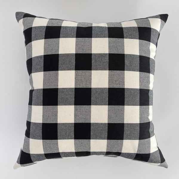 Buffalo Plaid Pillow Cover, Plaid Pillow Cover, Black & White Pillow, Plaid Pillow in black, Black Plaid Pillow, Hackner Home and American Farmhouse Magazine, Farmhouse Pillow in Black, Black Farmhouse Pillow, Cream Farmhouse Pillow, Christmas Plaid Pillow, Christmas Pillow Cover, Christmas Pillow, Holiday Pillow, Plaid Christmas Pillow, Designer Pillow Covers, High End Pillow Covers, Handmade Pillows, Made in USA Pillows