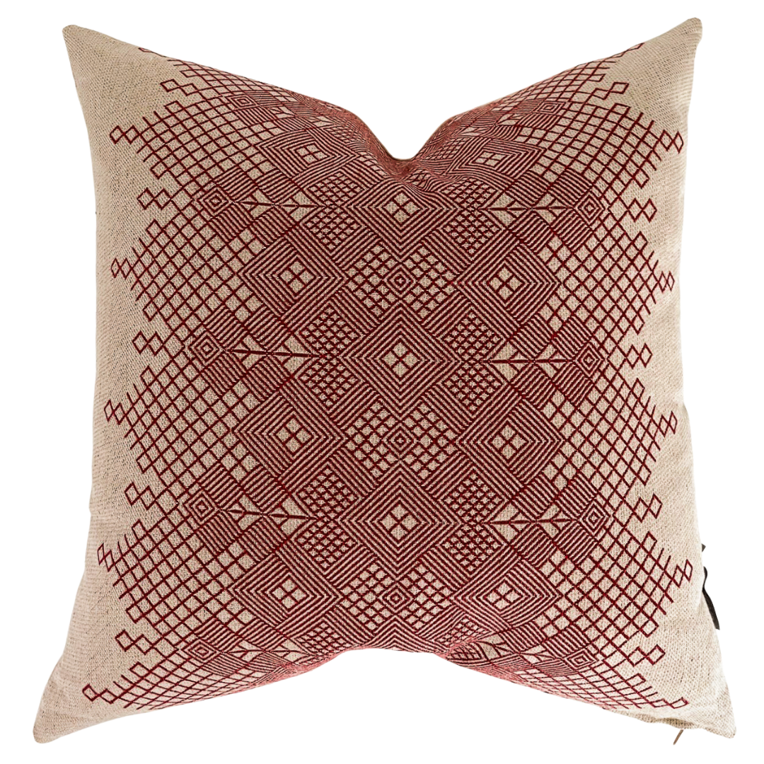 Christmas Pillows, Red Embroidered Pillow, Hackner Home, Holiday Pillows, Christmas Pillow Covers, Designer Pillows, Throw Pillows, Christmas Throw Pillows, Made in USA Pillows