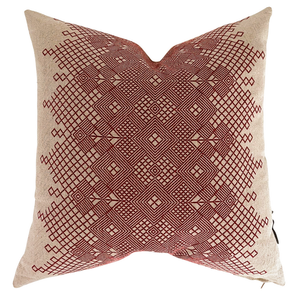 Christmas Pillows, Red Embroidered Pillow, Hackner Home, Holiday Pillows, Christmas Pillow Covers, Designer Pillows, Throw Pillows, Christmas Throw Pillows, Made in USA Pillows