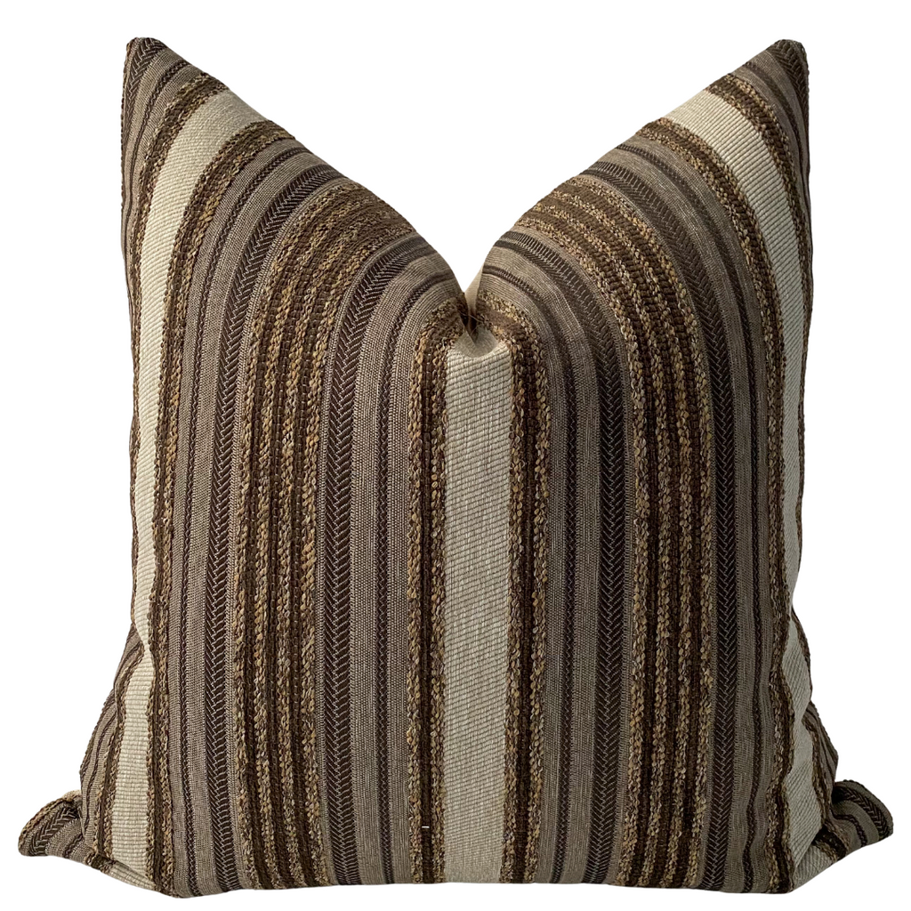 Classic Striped Handwoven Chenille Lumbar Pillow