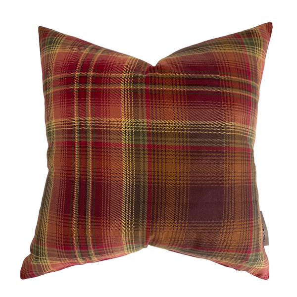 Red Plaid Pillow, Red and Green Plaid Pillow, Plaid Decorative Pillow Cover, Hackner Home, Designer Pillows, Made in USA pillows, Christmas Pillows, Christmas Plaid Pillows, Holiday Pillows