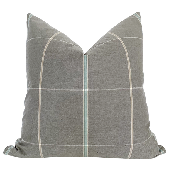 Blue Green Throw Pillow, Neutral Throw Pillow, Spring Throw Pillow, Hackner Home, Hackner Home Pillows, Designer Pillows, Decorative Pillow Covers, Handmade Pillows, Made in USA Pillows, Wholesale Pillows