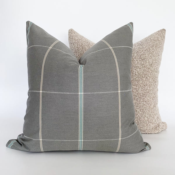 Blue Green Throw Pillow, Neutral Throw Pillow, Spring Throw Pillow, Hackner Home, Hackner Home Pillows, Designer Pillows, Decorative Pillow Covers, Handmade Pillows, Made in USA Pillows, Wholesale Pillows