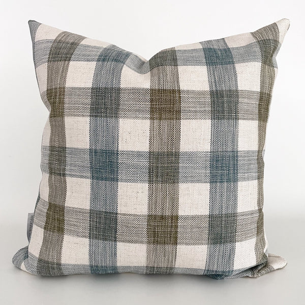 Blue & Green Plaid Pillow Cover