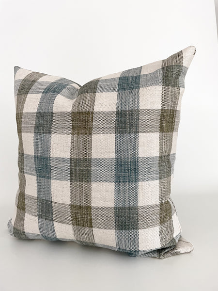 Blue & Green Plaid Pillow Cover