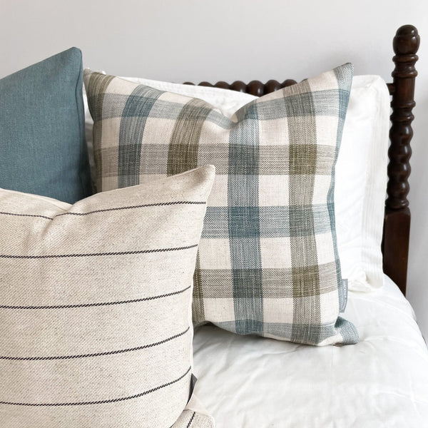 Blue & Green Plaid Pillow Cover