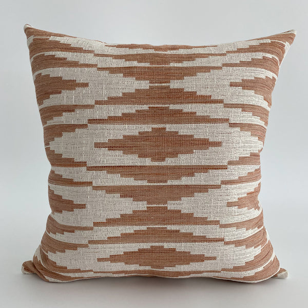 Winslow Pillow Cover, Southwest design pillow, Salmon Color Pillow, American Southwest style pillows, Designer Pillows, Hackner Home, Decorative Southwest Pillow Cover, Woven Pillow Covers, Textured pillow covers, Fall Pillows, Pink Pillow covers, Girls room pillows, Teen girl room pillows, How to pair pillow patterns
