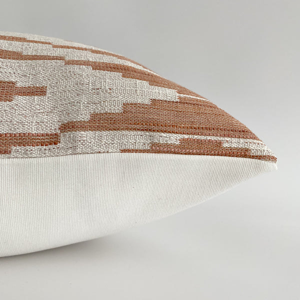Winslow Pillow Cover, Southwest design pillow, Salmon Color Pillow, American Southwest style pillows, Designer Pillows, Hackner Home, Decorative Southwest Pillow Cover, Woven Pillow Covers, Textured pillow covers, Fall Pillows, Pink Pillow covers, Girls room pillows, Teen girl room pillows, How to pair pillow patterns