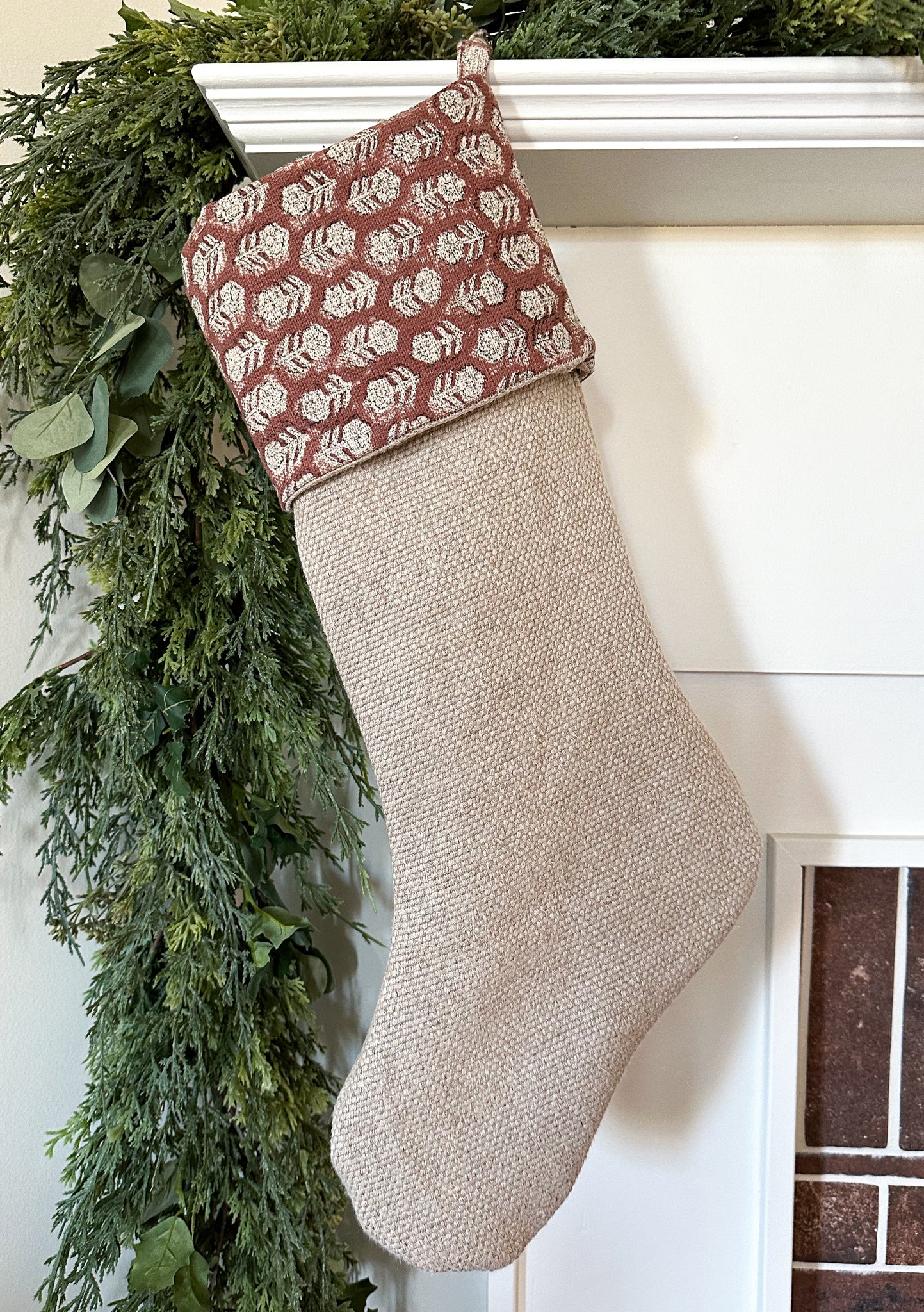 Hand Block Printed Holiday Stocking NLS.XI