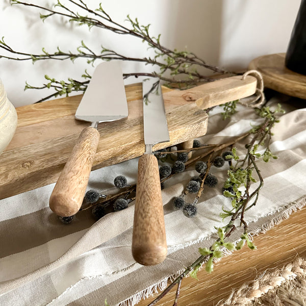 Wood Cake Serving Set