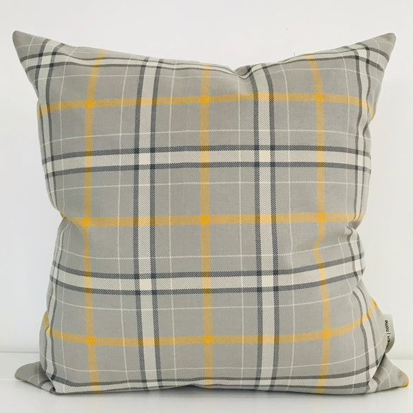 Gray and Yellow Plaid Pillow Cover, Fall Pillow Cover, Taxi Pillow Cover, Gray Pillow Cover, Hackner Home, Designer Pillow Cover